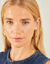 14ct Gold-Plated Stainless Steel Chunky Hoops, , large
