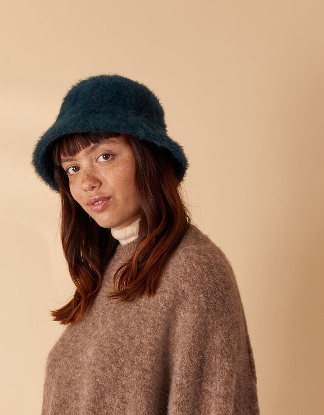 Fluffy Bucket Hat Teal Hats Accessorize UK