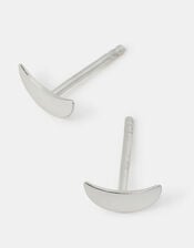 Sterling Silver Crescent Moon Stud Earrings, , large
