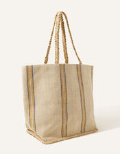 Stripe Handheld Jute Beach Bag, , large