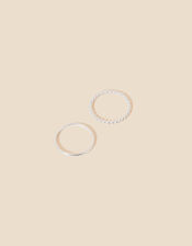 Sterling Silver Ball Rings Set of Two, Silver (ST SILVER), large