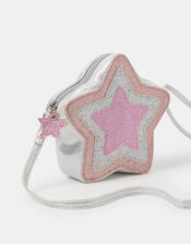 Girls Metallic Star Crossbody Bag, , large