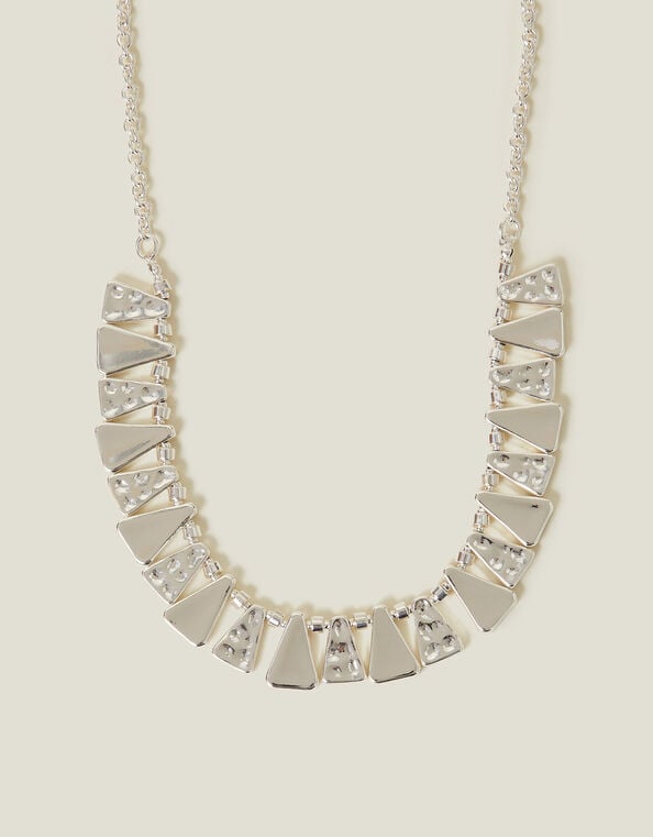 Triangle Molten Statement Necklace, Silver (SILVER), large