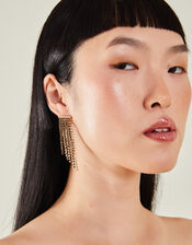 Asymmetrical Gemstone Fringe Earrings, , large