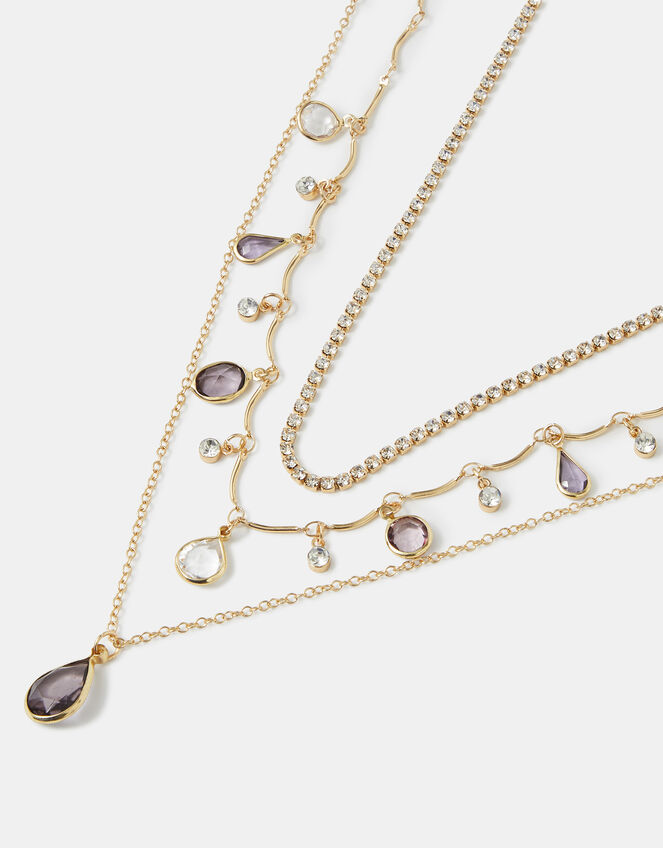 3-Pack Teardrop Gemstone Necklaces, , large