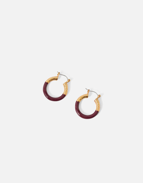 Enamel Metal Hoop Earrings, , large