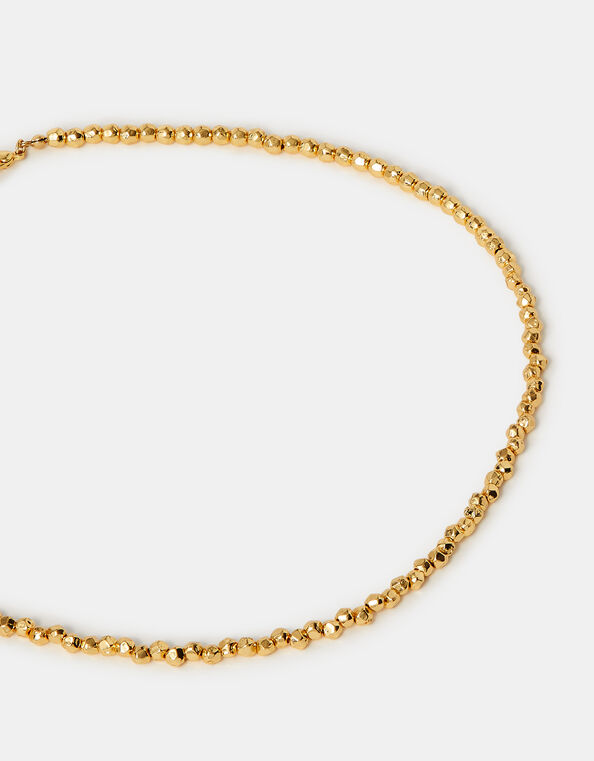 14ct Gold-Plated Textured Bead Necklace, , large