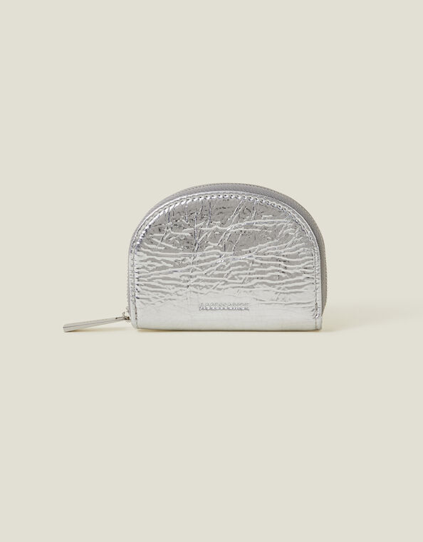 Metallic Crescent Coin Purse, Silver (SILVER), large