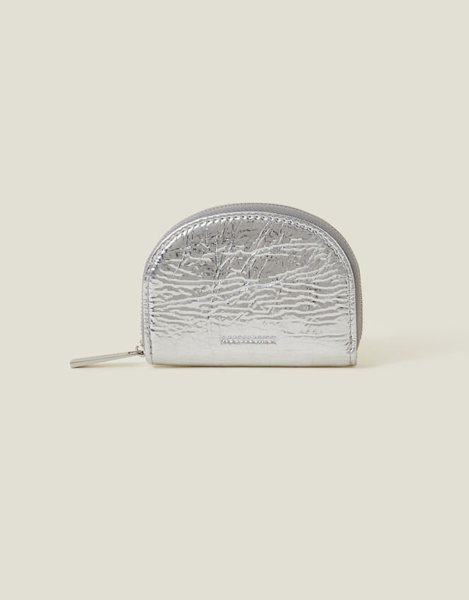 Metallic Crescent Coin Purse, Silver (SILVER), large