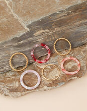 Resin Rings 6 Pack, Pink (PINK), large