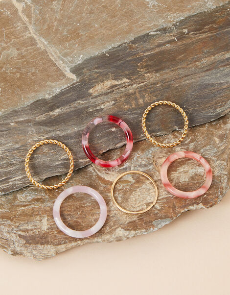 Resin Rings 6 Pack, Pink (PINK), large