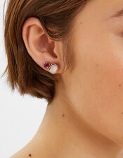 5-Pack Gem Stud Earrings Pink, , large