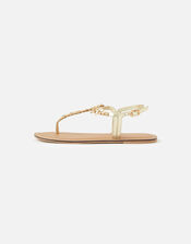 Pearly Floral Strap Sandals, Cream (PEARL), large