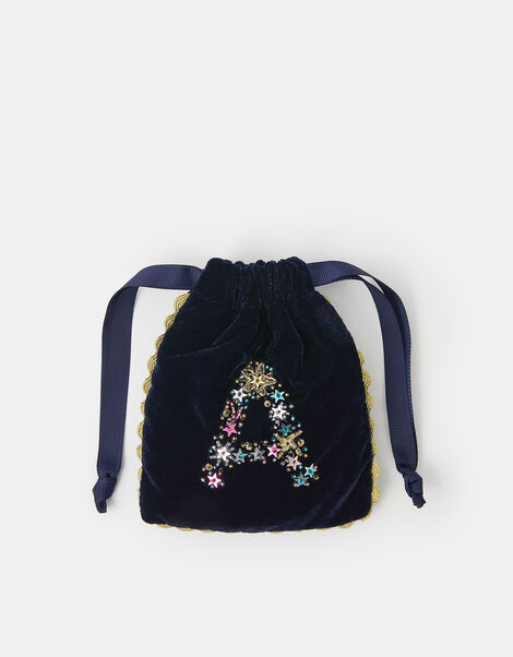 Initial Velvet Drawstring Bag, Multi (MULTI), large