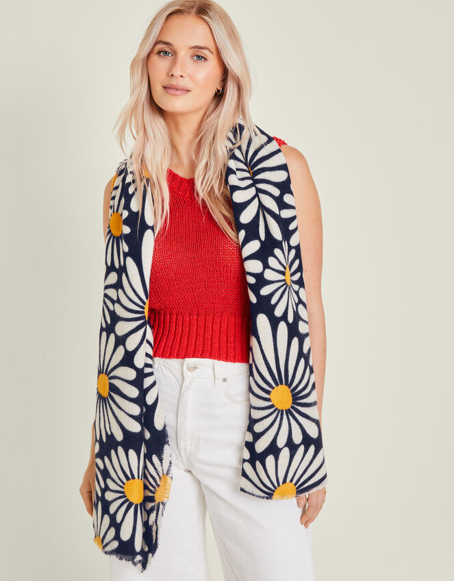 Daisy Print Blanket Scarf, , large