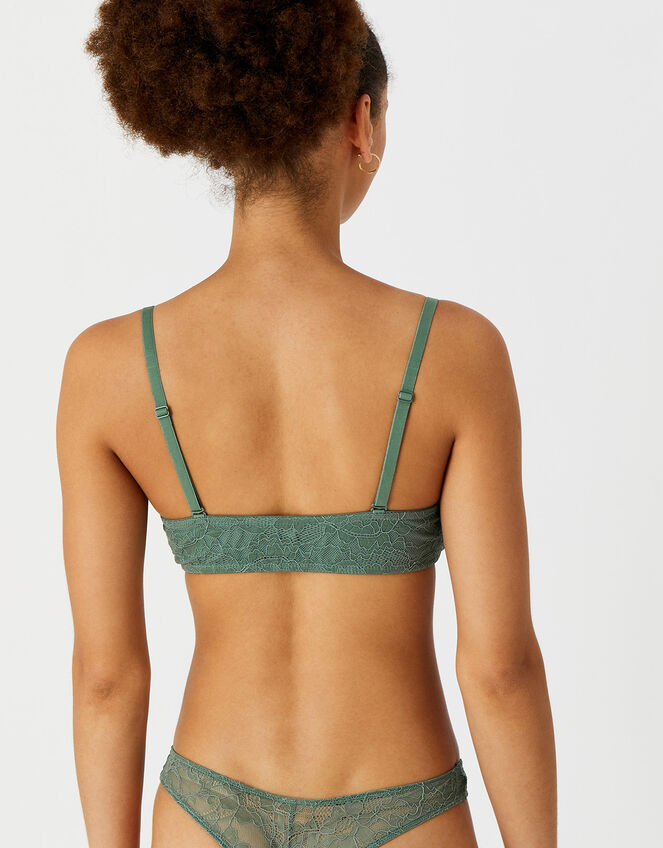 Lace Bandeau Bralet, Green (KHAKI), large