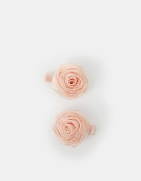 2-Pack Girls Fabric Flower Hair Clips, , large