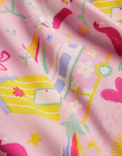 Girls Sunbeam Print Shirred Dress, Pink (PINK), large