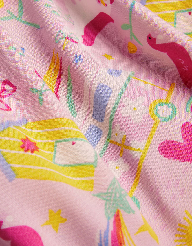 Girls Sunbeam Print Shirred Dress, Pink (PINK), large