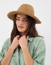 Charm Straw Fedora Hat, , large