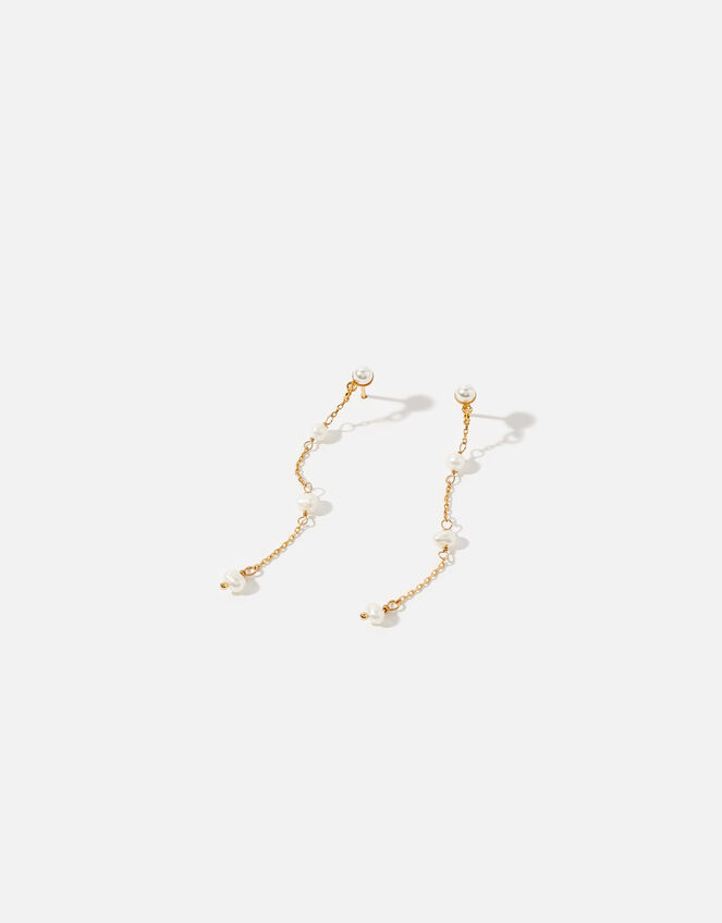 Pearl Long Drop Earrings, , large