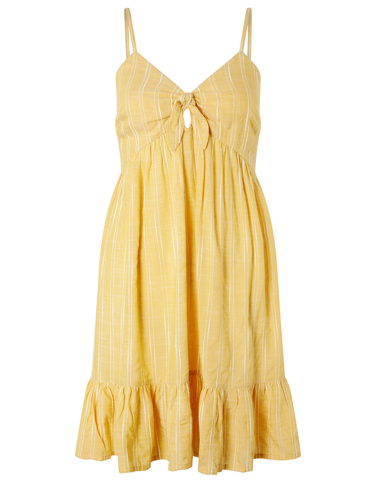 yellow and white striped sundress