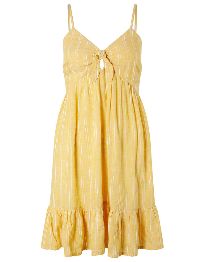 Tie Front Striped Dress, Yellow (YELLOW), large