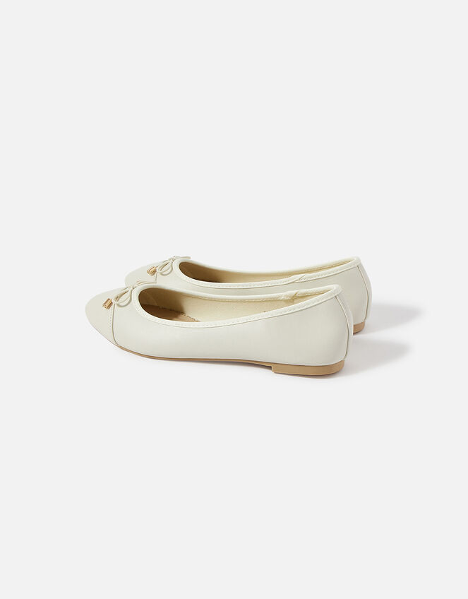 Toe Cap Bow Ballerina Flats, Ivory (IVORY), large