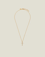 14ct Gold-Plated Sparkle Cross Pendant Necklace, , large