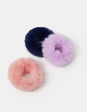 3-Pack Girls Fluffy Hair Scrunchies, , large