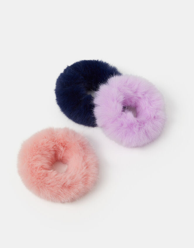 3-Pack Girls Fluffy Hair Scrunchies, , large