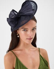 Bow Teardrop Fascinator, Blue (NAVY), large