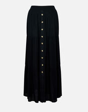 Tiered Button Skirt, Black (BLACK), large
