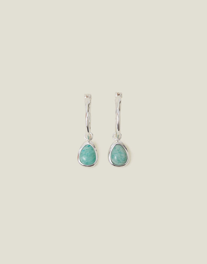 Sterling Silver-Plated Turquoise Drop Earrings, , large