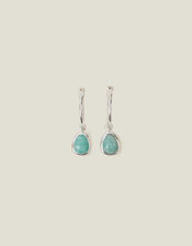 Sterling Silver-Plated Turquoise Drop Earrings, , large