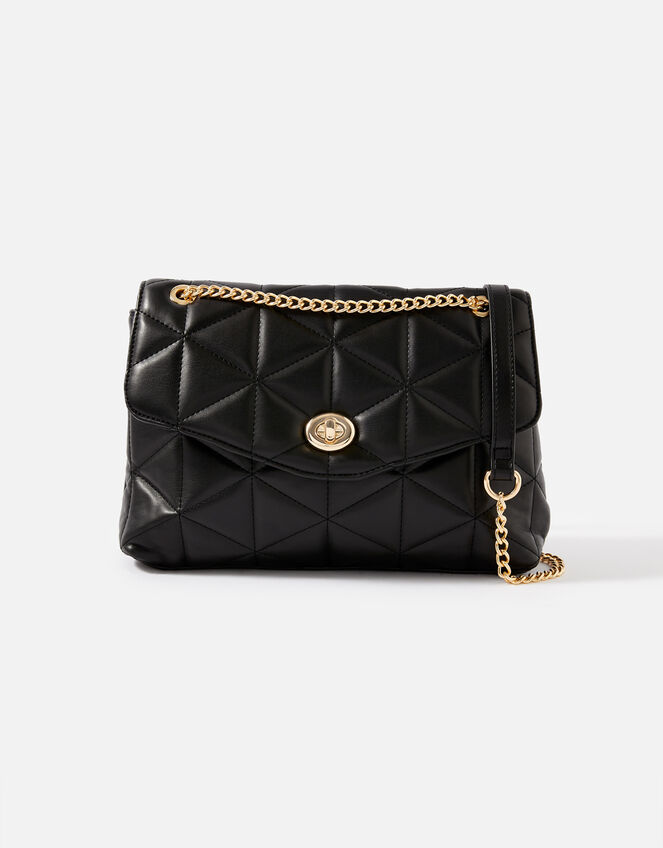 Eva Quilted Shoulder Bag, Black (BLACK), large