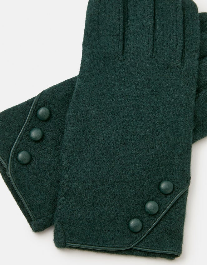 Plain Wool Gloves, Green (GREEN), large
