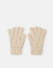 Fuzzy Knit Gloves  , Natural (NATURAL), large