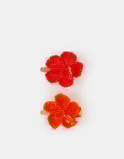 2-Pack Beaded Hibiscus Hair Clips, , large