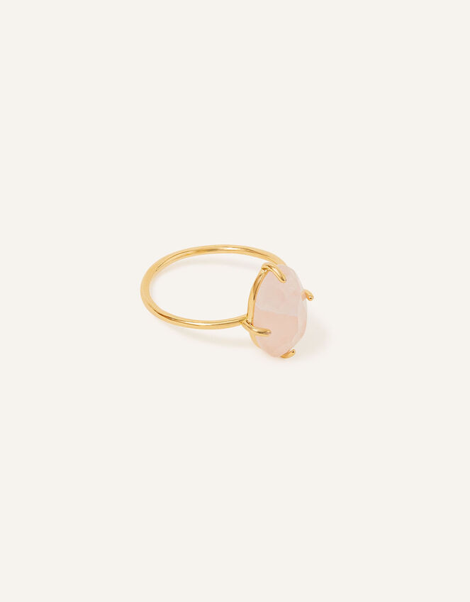 14ct Gold-Plated Rose Quartz Nugget Ring, Pink (PINK), large