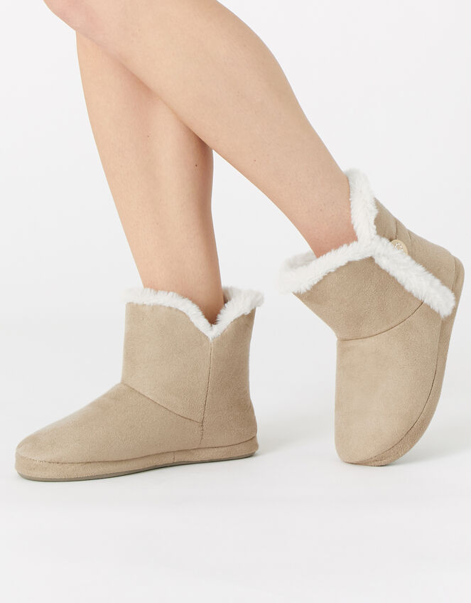 Suedette Slipper Boots, Tan (TAN), large