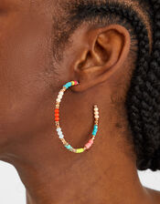 Beaded Hoop Earrings, , large