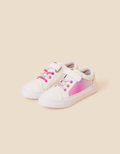 Girls Ombre Glitter Trainers, White (WHITE), large