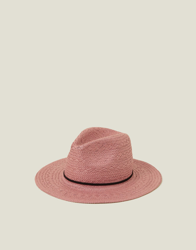 Straw Fedora Hat Pink, , large