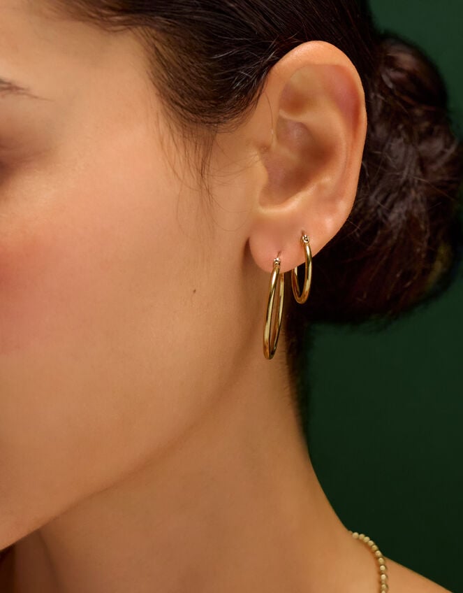 2-Pack Stainless Steel Hoop Earrings, , large