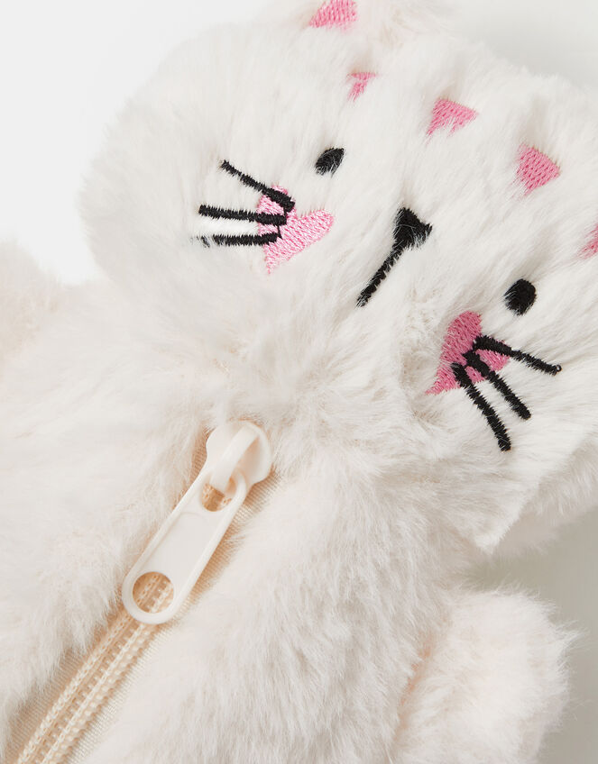 Girls Fluffy Cat Pencil Case, , large