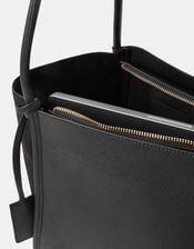 Padlock Charm Faux Suede Tote Bag, , large