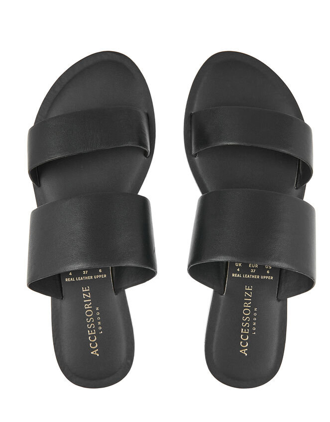 Wide Strap Mule Sandals, Black (BLACK), large