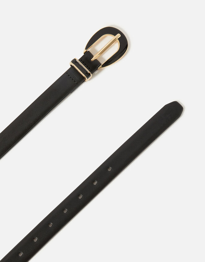 Enamel Buckle Belt, Black (BLACK), large