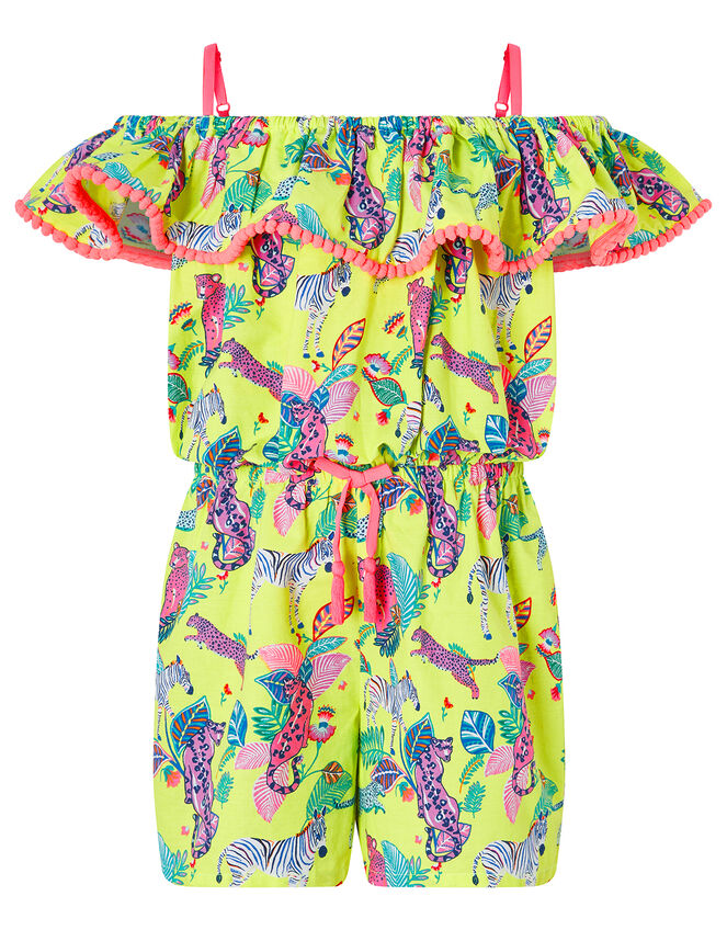 Wild Jungle Printed Bardot Playsuit, Multi (BRIGHTS-MULTI), large